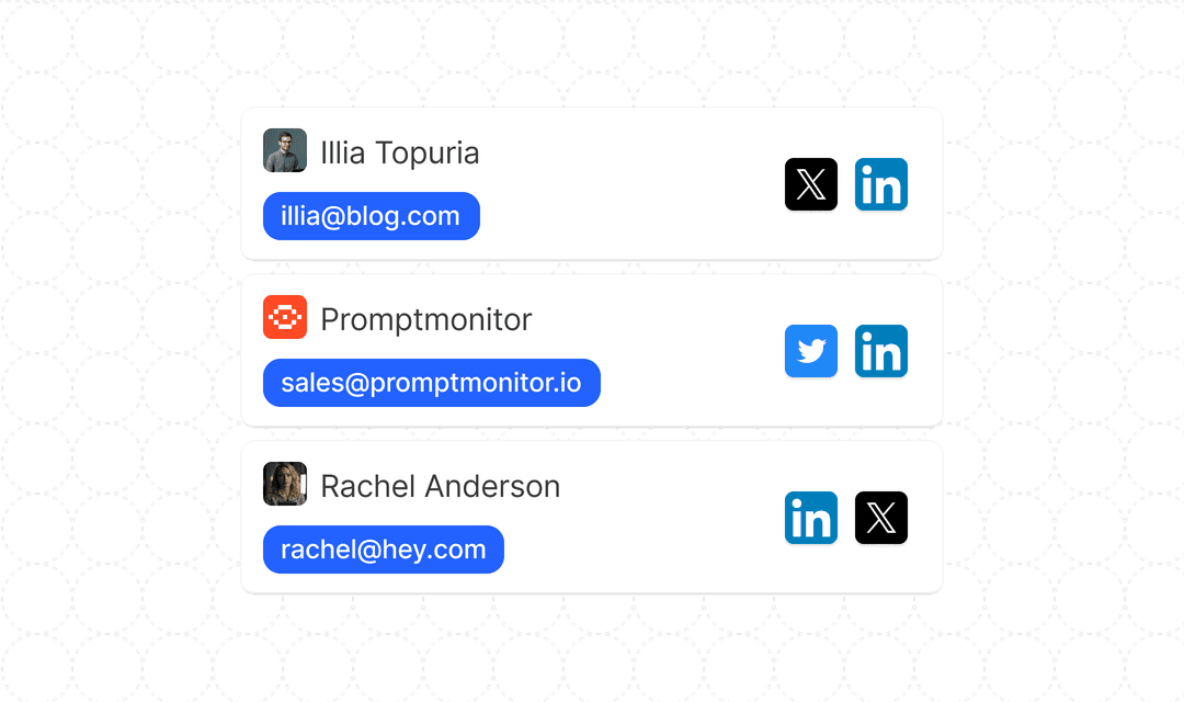 Contact information for sources